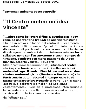 Bresciaoggi: Il Centro meteo un'idea vincente