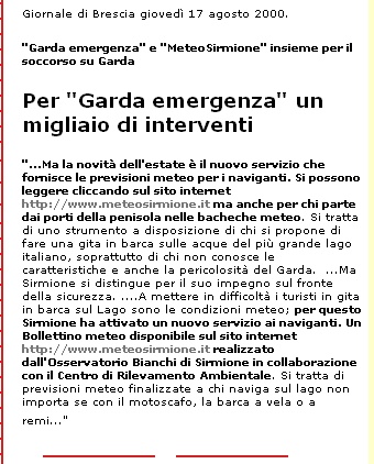 Giornale di Brescia: Per Garda emergenza un migliaio di interventi