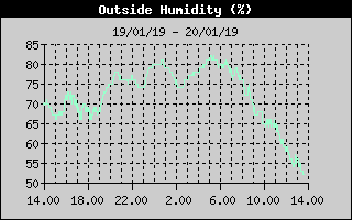 Grafico del'Umidit nelle ultime 24 ore